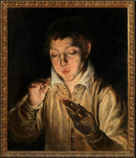 Момче духащо жарава 1570–1575 г. Масл. бои, платно, 60 x 30 см. Неапол, Национална галерия „Капо димонте“.